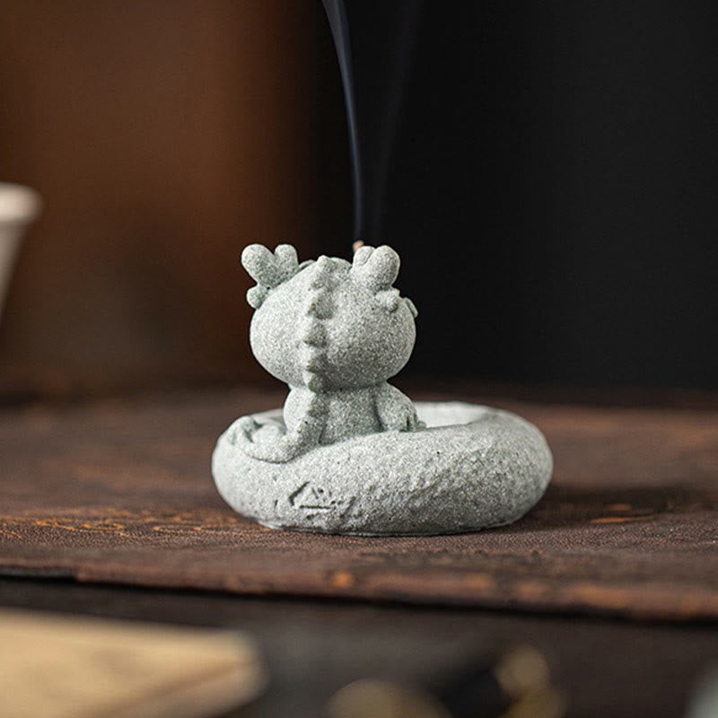 ATELIER-TIBET Brûleur d'encens de guérison du zodiaque chinois en Buddha Stones Décoration de bureau
