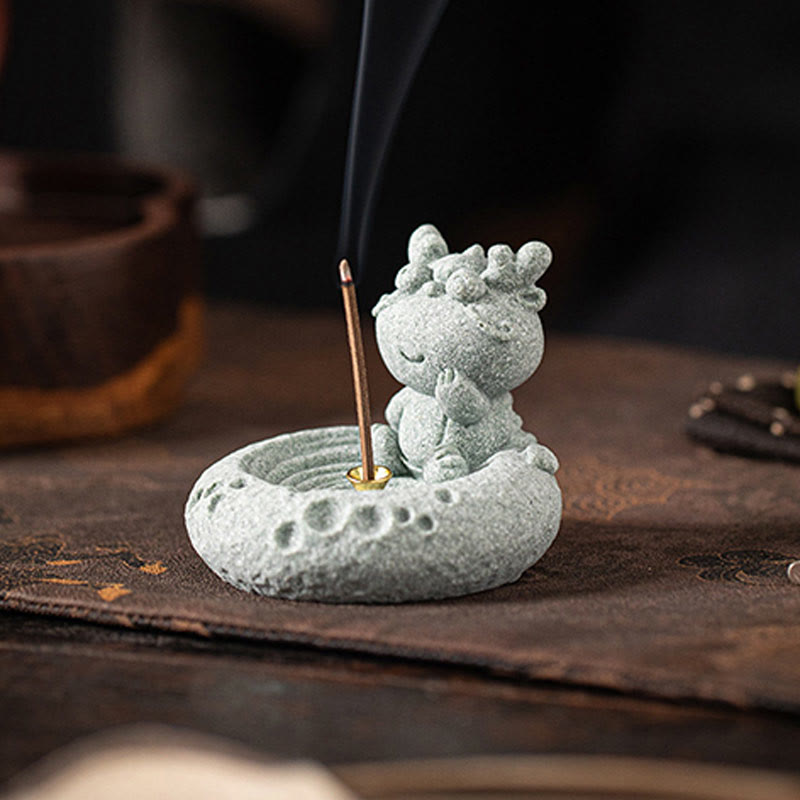 ATELIER-TIBET Brûleur d'encens de guérison du zodiaque chinois en Buddha Stones Décoration de bureau