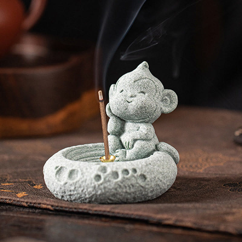 ATELIER-TIBET Brûleur d'encens de guérison du zodiaque chinois en Buddha Stones Décoration de bureau