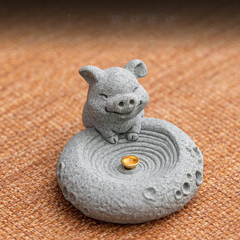 ATELIER-TIBET Brûleur d'encens de guérison du zodiaque chinois en Buddha Stones Décoration de bureau