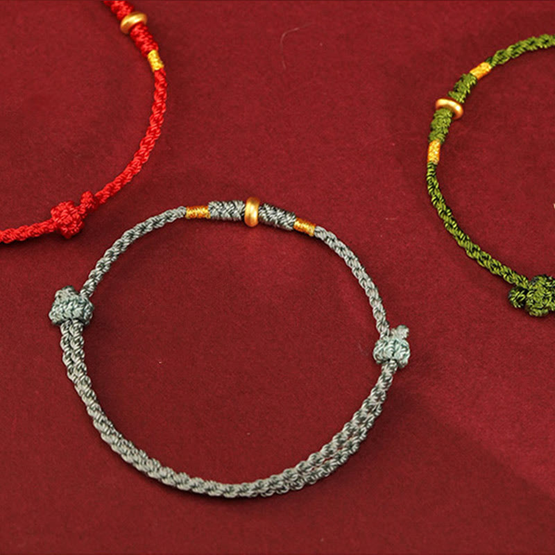 ATELIER-TIBET – Bracelet & Chevillière de Protection en Fil Rouge et Or 999, Ajustable