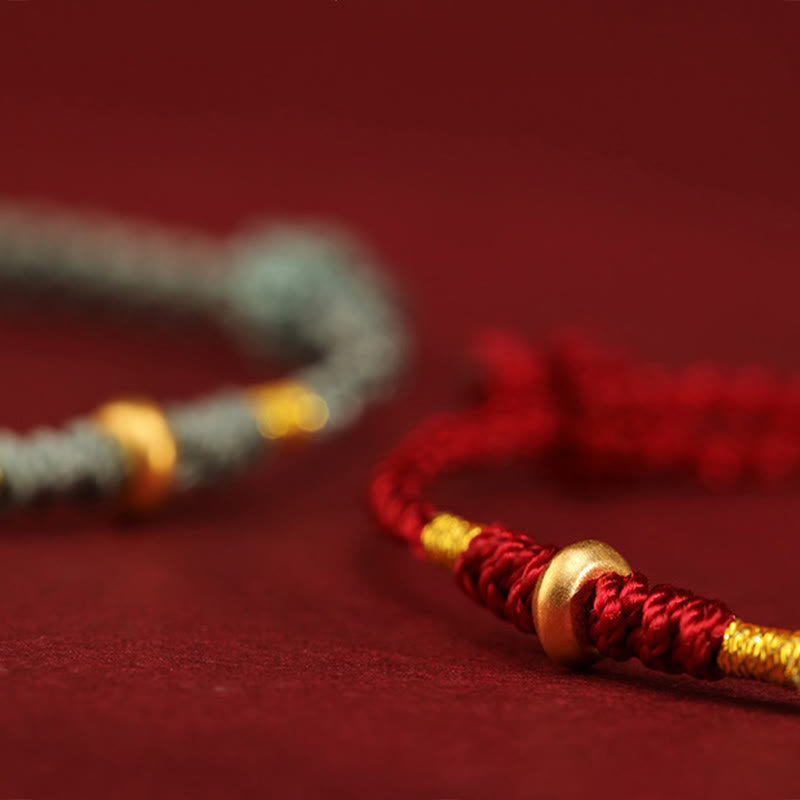 ATELIER-TIBET – Bracelet & Chevillière de Protection en Fil Rouge et Or 999, Ajustable