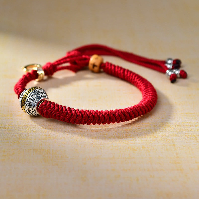 ATELIER-TIBET – Bracelet Tibétain Porte-Bonheur en Fil Rouge Tressé, Ajustable
