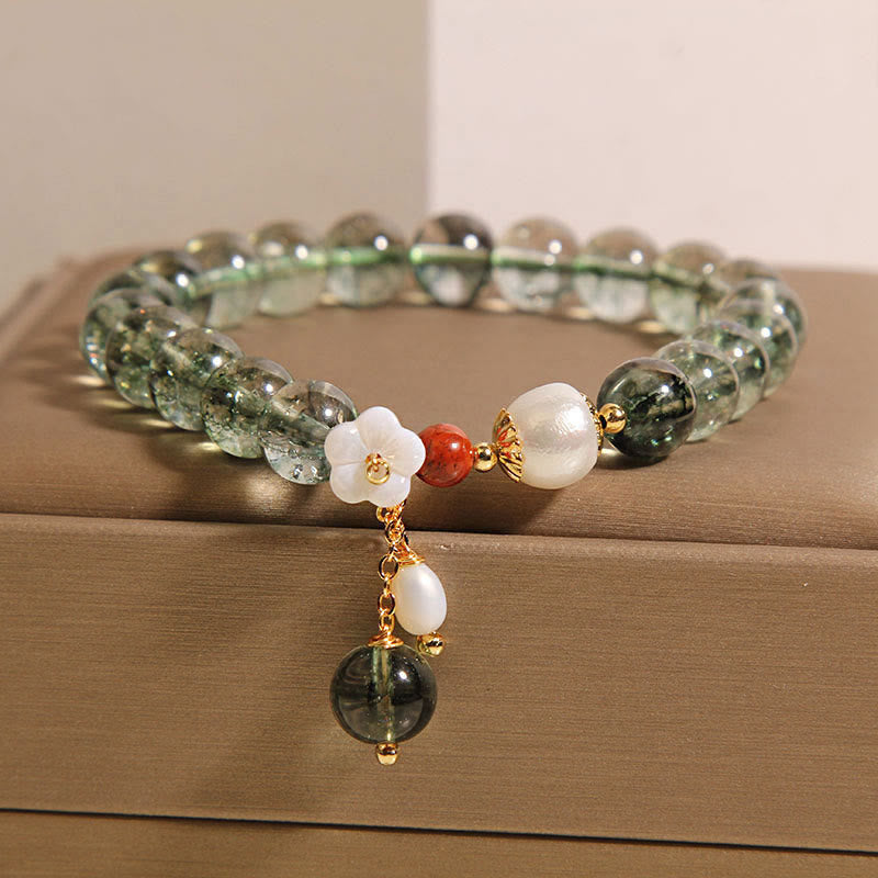 ATELIER-TIBET – Bracelet Fantôme Vert en Quartz Clair Naturel | Harmonie & Renouveau Symbolique