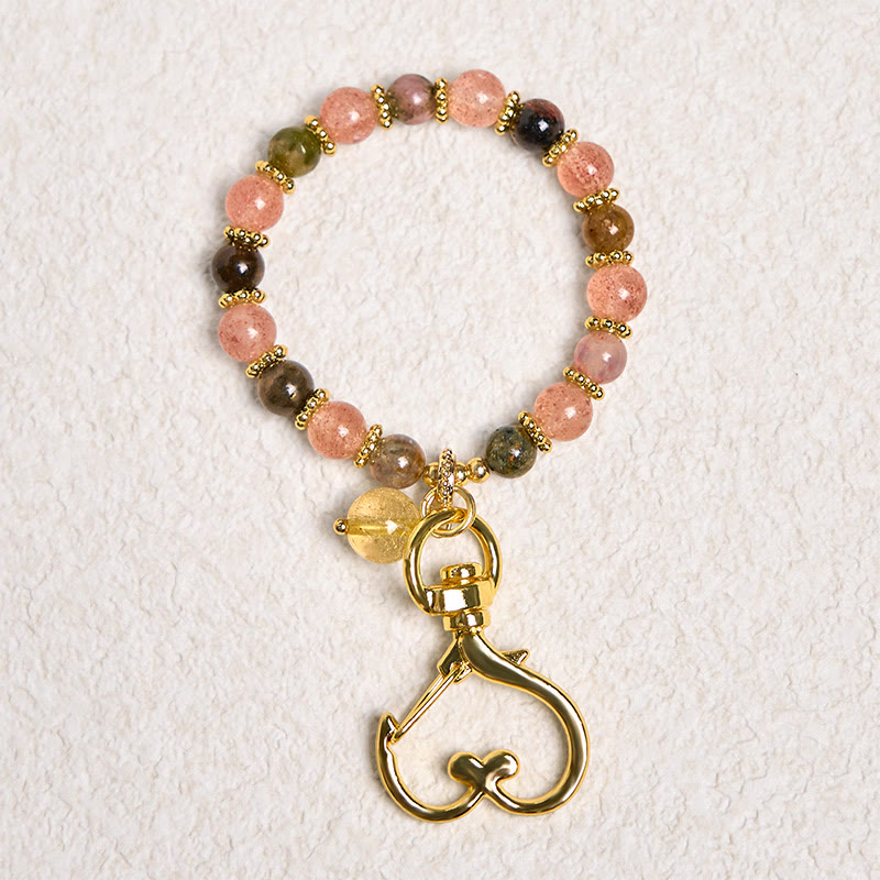 ATELIER-TIBET — Porte-clés en Quartz Fraise — Accessoire Spirituel Énergie Positive & Harmonie (7 cm)