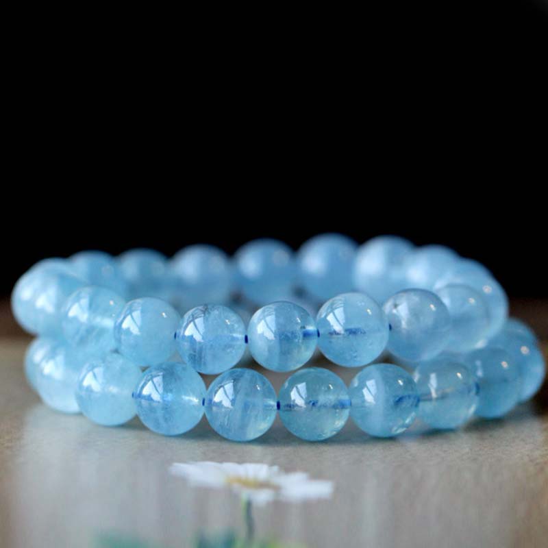 ATELIER-TIBET – Bracelet Sérénité en Aigue-Marine & Ambre Naturels 8 mm | Harmonie & Apaisement Symbolique