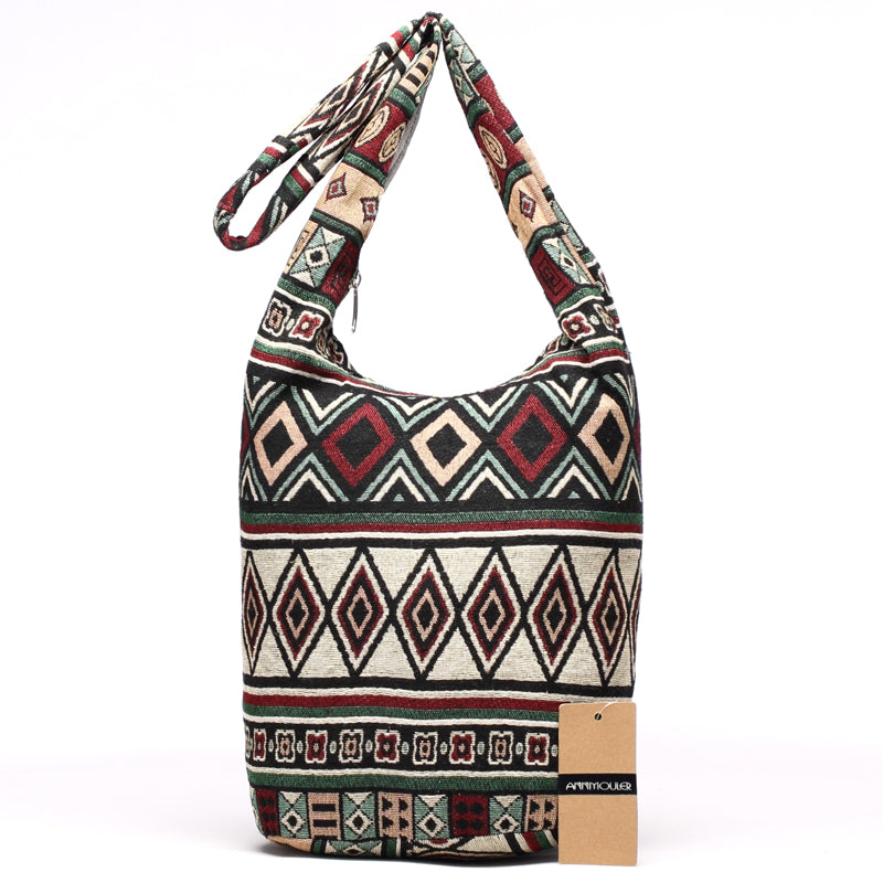 ATELIER-TIBET – Sac à bandoulière en tissu tissé – Polyester – 30 cm