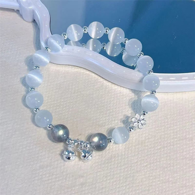 ATELIER-TIBET – Bracelet Fu Fleur de Pêcher en Cristal Œil de Chat