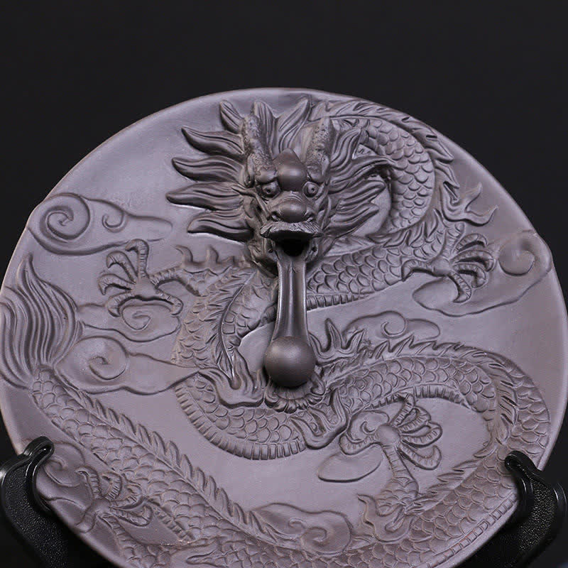 ATELIER-TIBET Brûleur d'encens de méditation à fontaine à fumée à refoulement en céramique Dragon