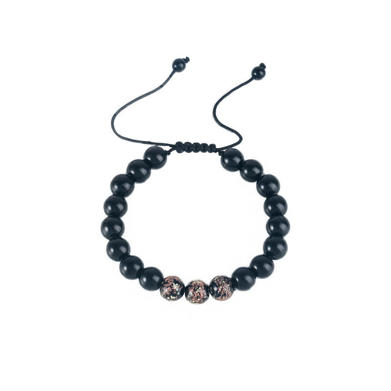 ATELIER-TIBET – Bracelet Force en Obsidienne Noire 10 mm & Pierre Lumineuse | Protection & Ancrage