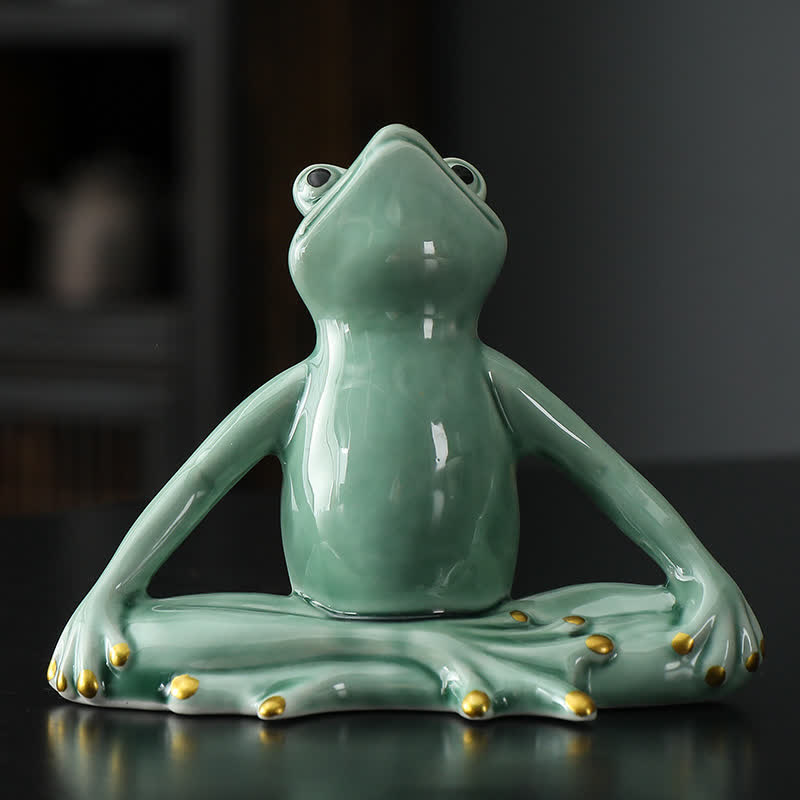 ATELIER-TIBET Statue décorative en céramique représentant une grenouille zen en méditation