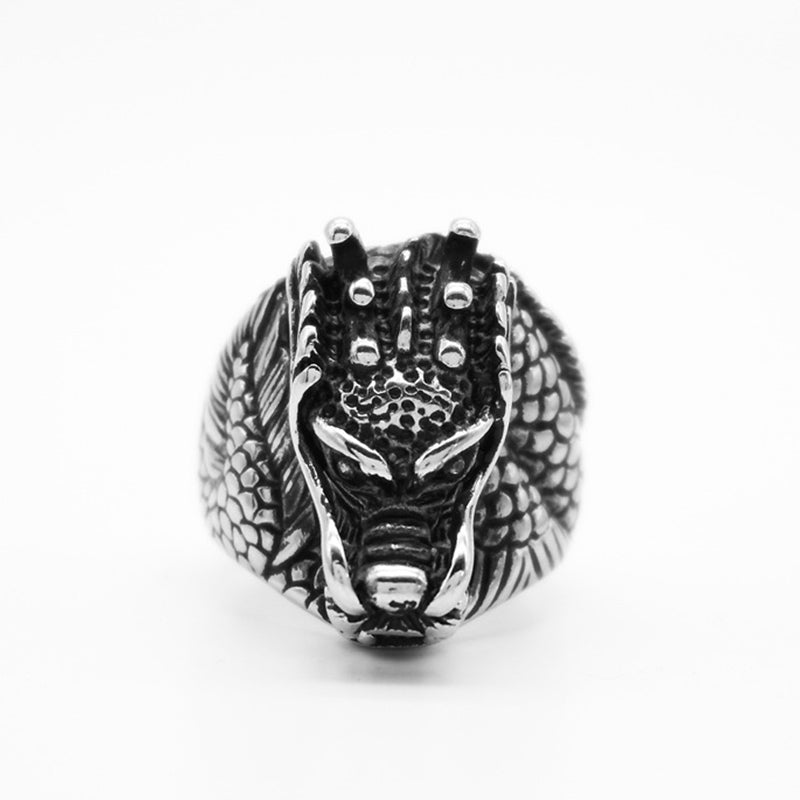 ATELIER-TIBET – Bague Dragon Équilibre en Acier Titane – Anneau Symbolique Unisexe