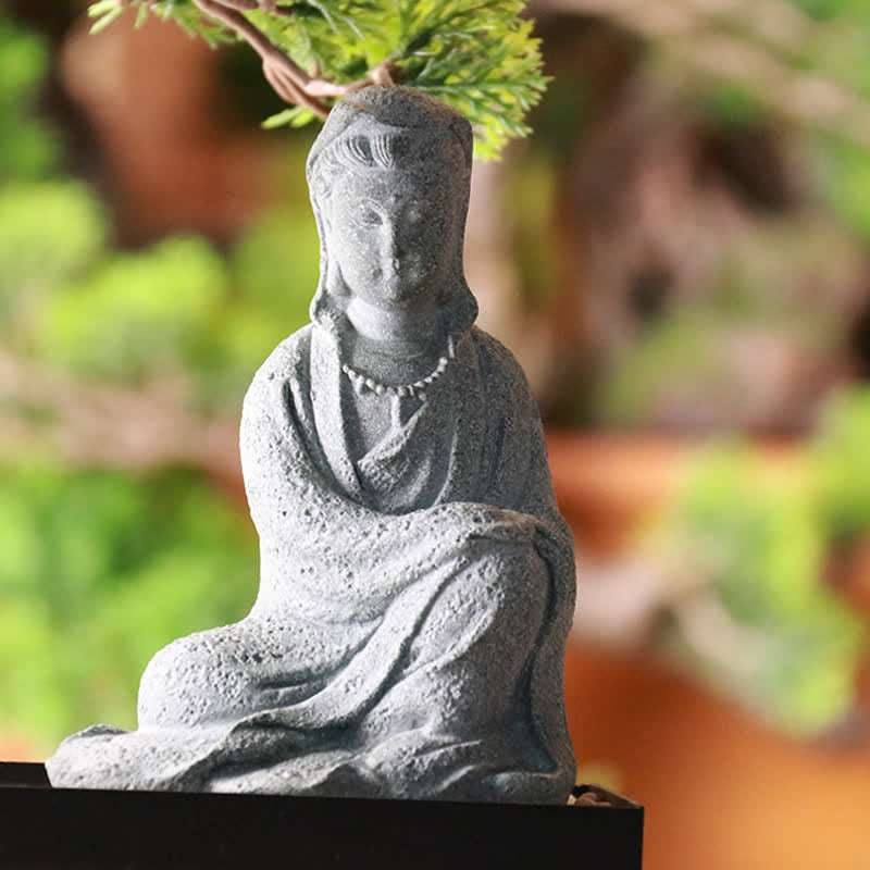 ATELIER-TIBET Statue Avalokiteshvara en grès – Bénédiction et sérénité pour la maison
