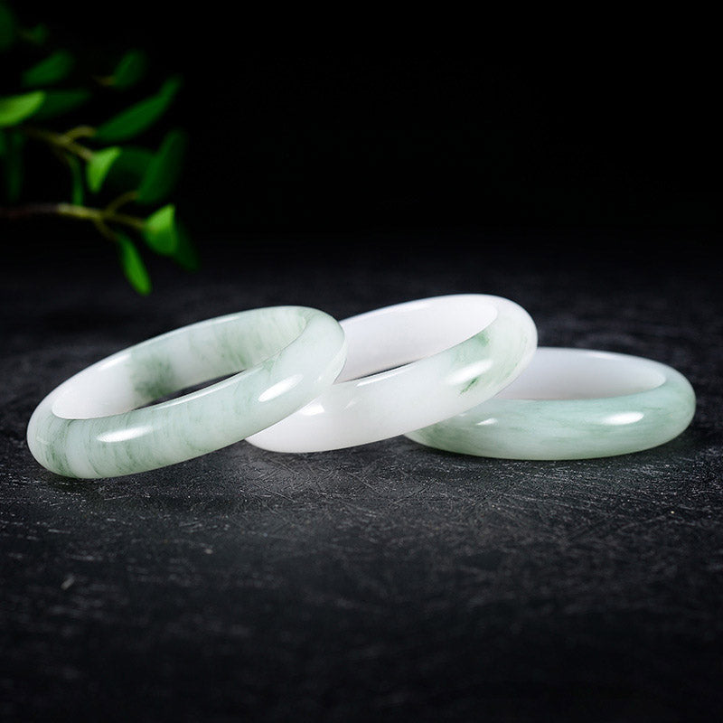 ATELIER-TIBET – Bracelet Jonc Porte-Bonheur en Jade Naturel Véritable