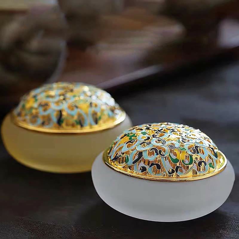 ATELIER-TIBET Brûleur d'encens de méditation de guérison en cristal de Lotus Liuli de Buddha Stones