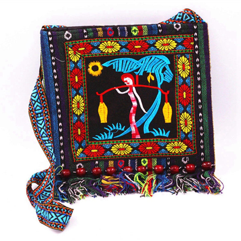 ATELIER-TIBET – Sac à bandoulière femme vintage ethnique d’inspiration chinoise – Polyester – 33 cm