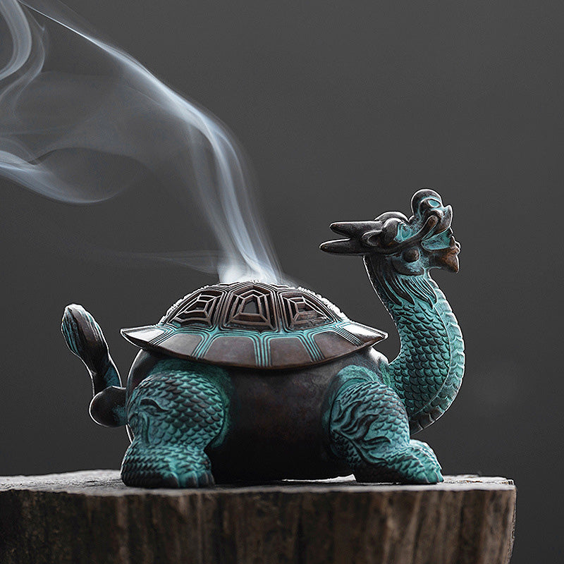 ATELIER-TIBET | Brûleur d’Encens Dragon-Tortue – Sculpture Mythique Artisanale