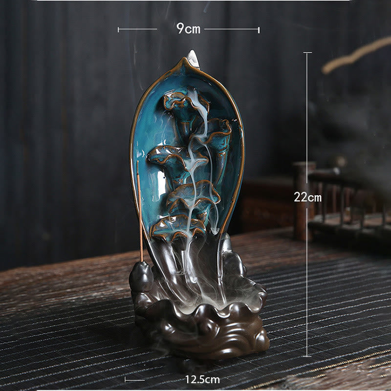 ATELIER-TIBET Brûleur d'encens à cascade Buddha Stones Porte-encens à reflux