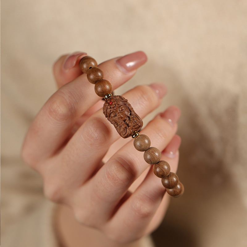 ATELIER-TIBET Bracelet Mala Tara en Bois de Santal Ancien & Pierres Naturelles – Perles ~8 mm