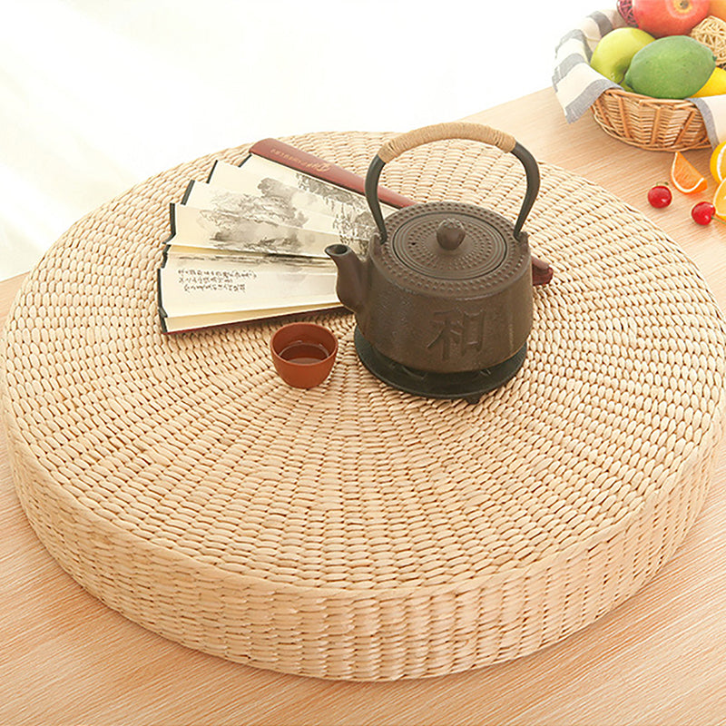 ATELIER-TIBET Coussin de Méditation Rond en Paille Tissée – Assise Naturelle & Respirable