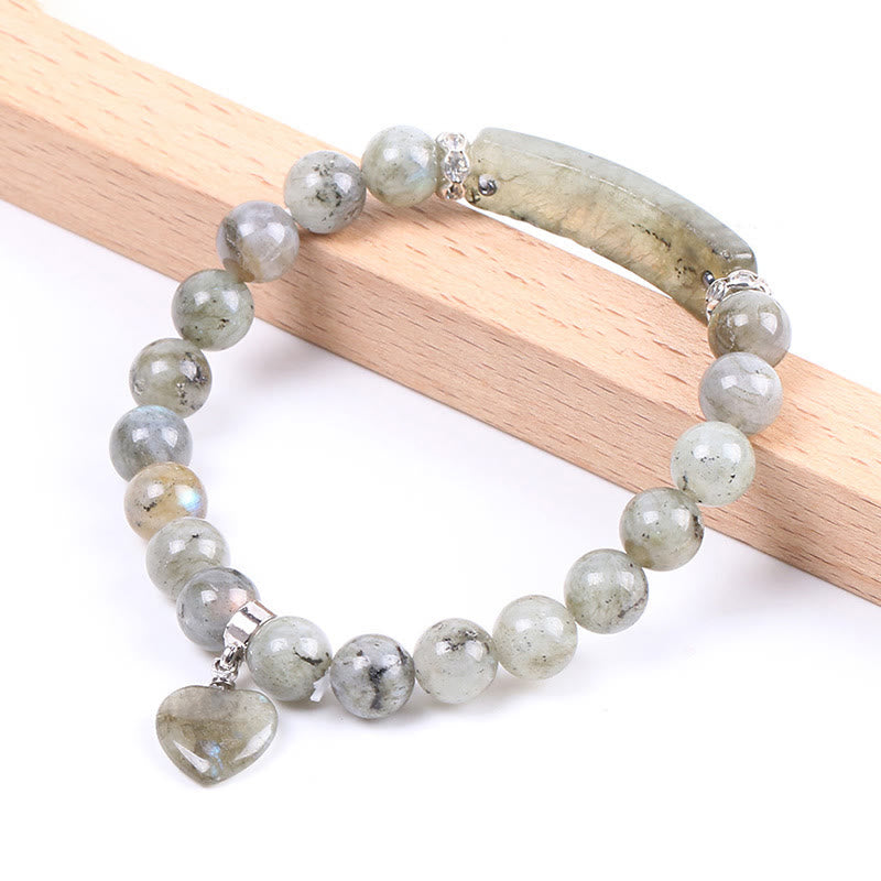 ATELIER-TIBET – Bracelet en Améthyste Naturelle Forme Cœur 8 mm, Perles Artisanales