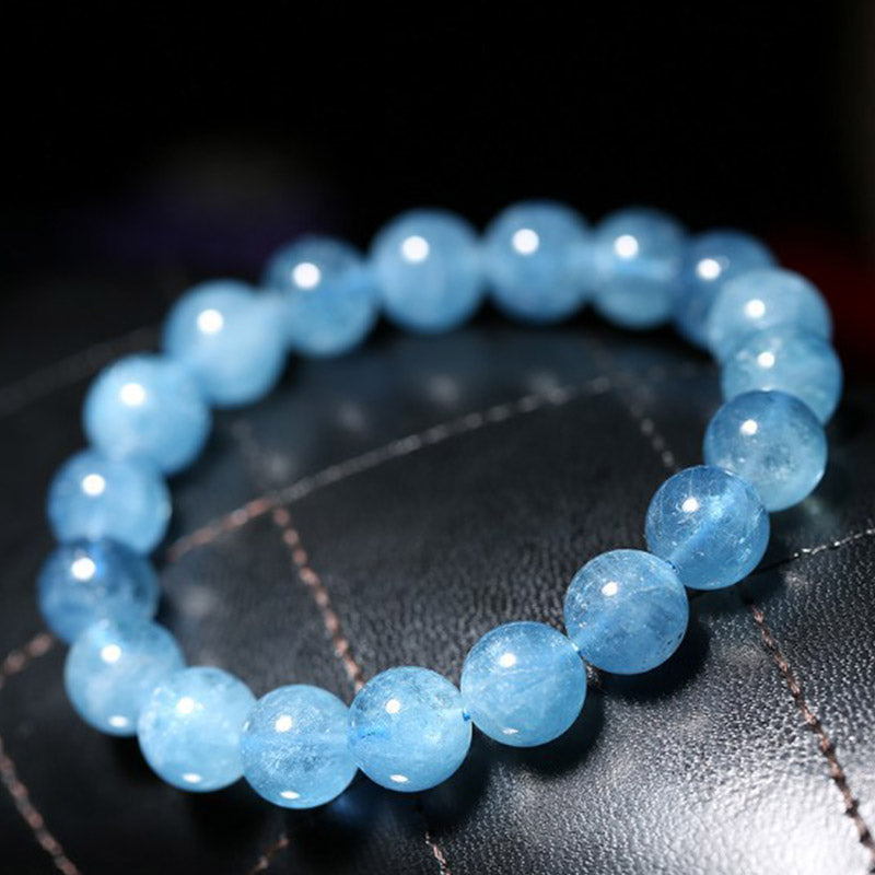 ATELIER-TIBET – Bracelet Paix en Aigue-Marine Naturelle 8 mm | Clarté & Sérénité Symbolique