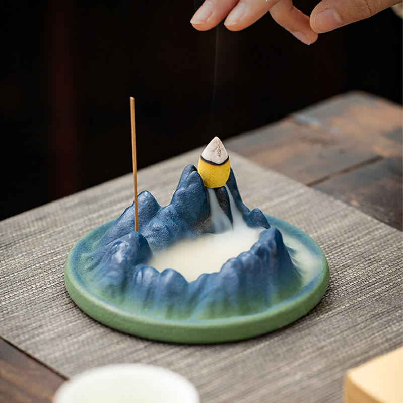 ATELIER-TIBET Brûleur d'encens à refoulement en céramique Creative Mountain River