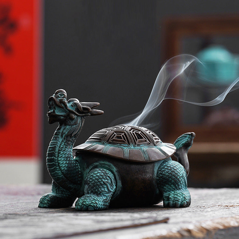 ATELIER-TIBET | Brûleur d’Encens Dragon-Tortue – Sculpture Mythique Artisanale