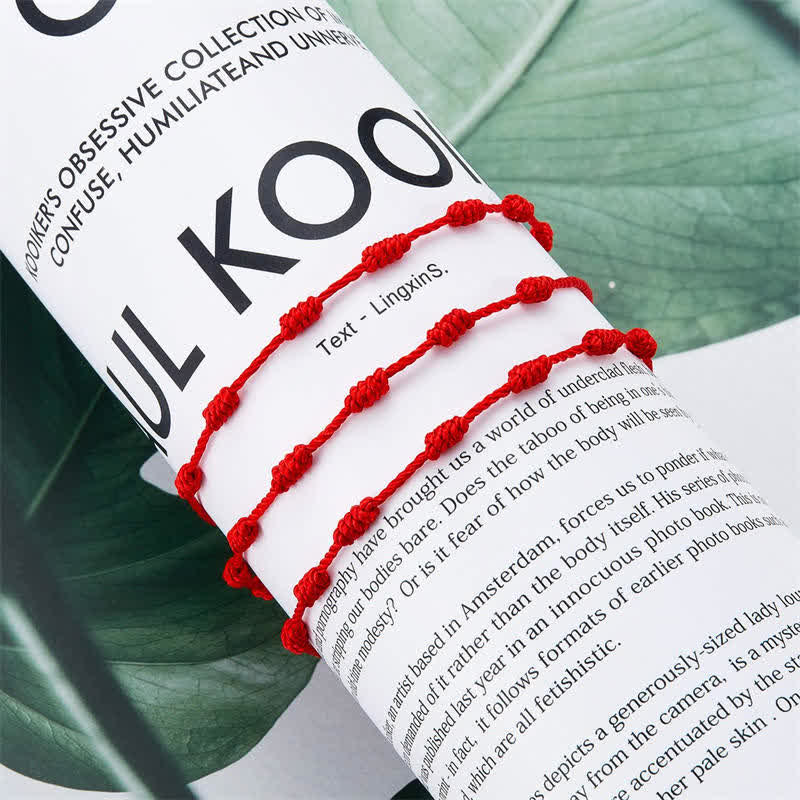 ATELIER-TIBET – Coffret de 4 Bracelets de Protection Mauvais Œil en Fil Rouge – Amulettes Symboliques Ajustables