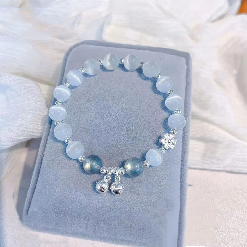 ATELIER-TIBET – Bracelet Fu Fleur de Pêcher en Cristal Œil de Chat