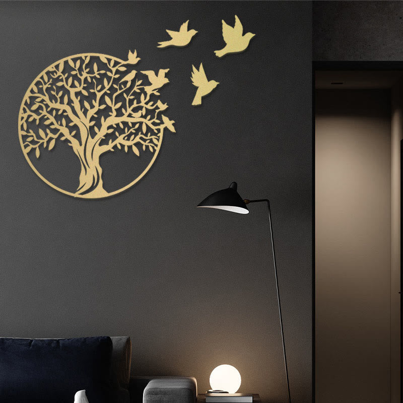 ATELIER-TIBET Pierre Arbre de vie Oiseaux Signe Cadeau de pendaison de crémaillère Art mural de l'unité