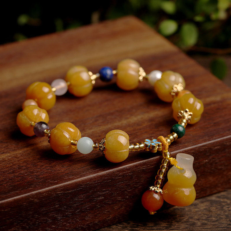ATELIER-TIBET – Bracelet Pixiu Wealth en Jade Soie Dorée Naturel 10 mm | Abondance & Protection Symbolique