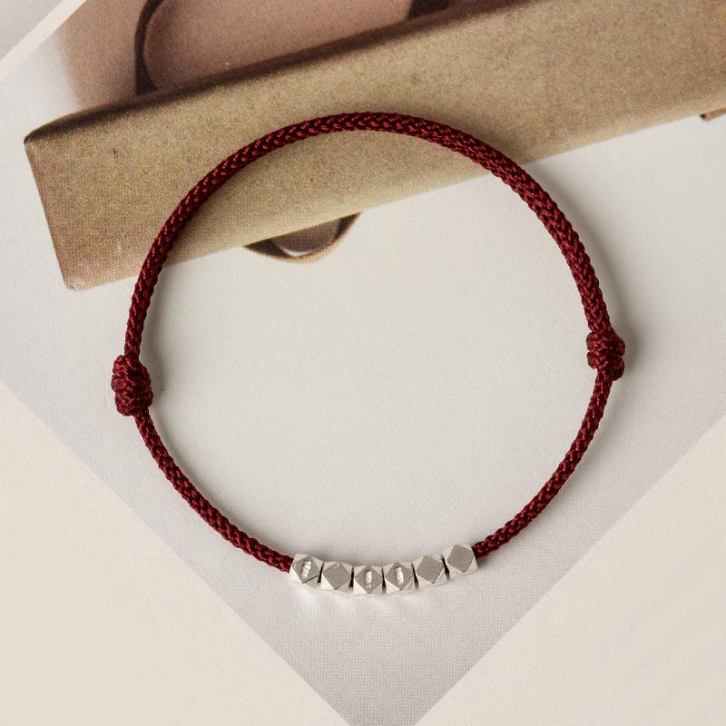 ATELIER-TIBET – Bracelet / Chevillère Tressé(e) Fil Rouge & Argent Sterling 925