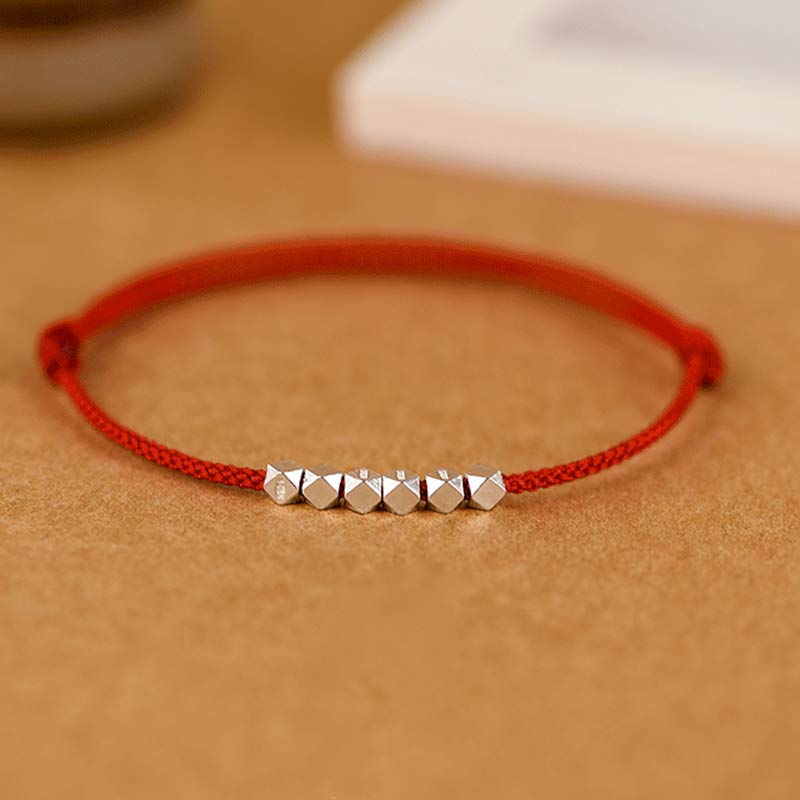 ATELIER-TIBET – Bracelet / Chevillère Tressé(e) Fil Rouge & Argent Sterling 925
