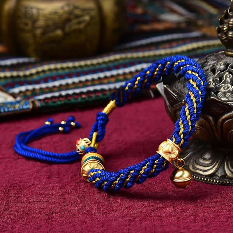 ATELIER-TIBET – Bracelet de Prière Tibétain Thangka en Fil Rouge, Protection & Chance