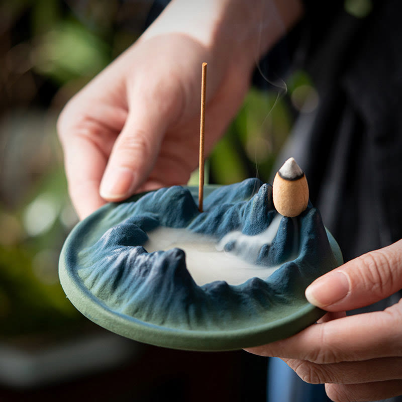 ATELIER-TIBET Brûleur d'encens à refoulement en céramique Creative Mountain River