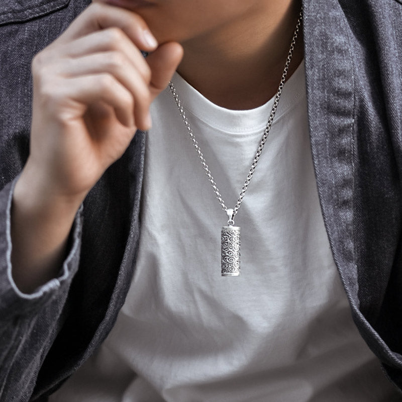 ATELIER-TIBET – Collier Om Mani Padme Hum en Cuivre Plaqué Argent
