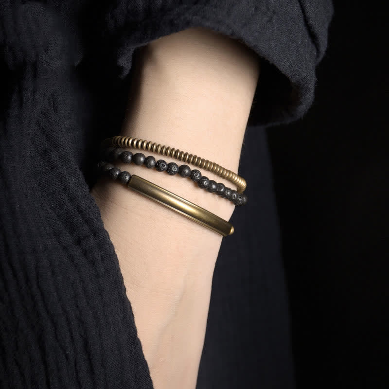 ATELIER-TIBET Bracelet en cuivre et Pierres de Lave