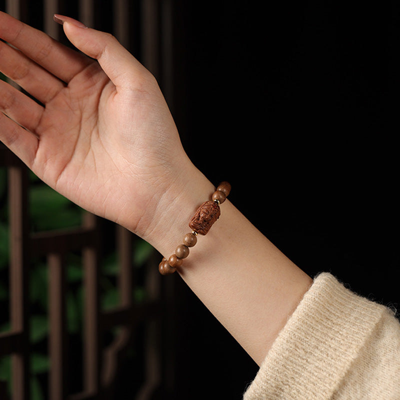 ATELIER-TIBET Bracelet Mala Tara en Bois de Santal Ancien & Pierres Naturelles – Perles ~8 mm