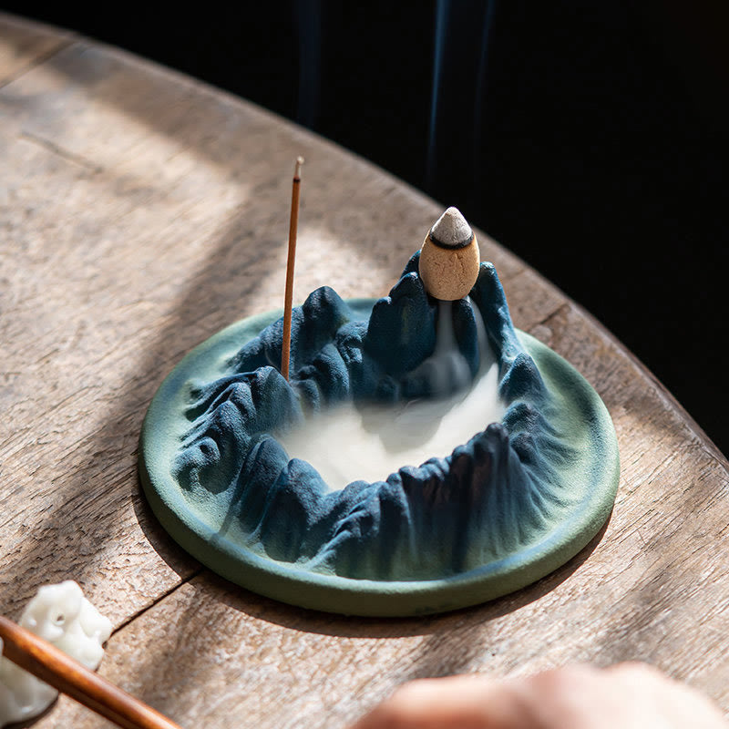 ATELIER-TIBET Brûleur d'encens à refoulement en céramique Creative Mountain River