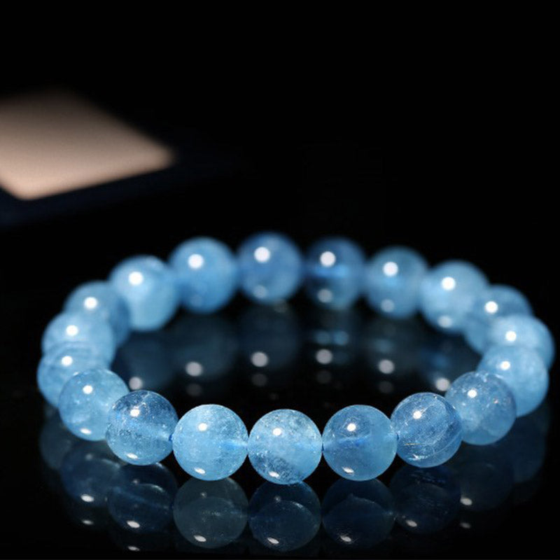 ATELIER-TIBET – Bracelet Paix en Aigue-Marine Naturelle 8 mm | Clarté & Sérénité Symbolique