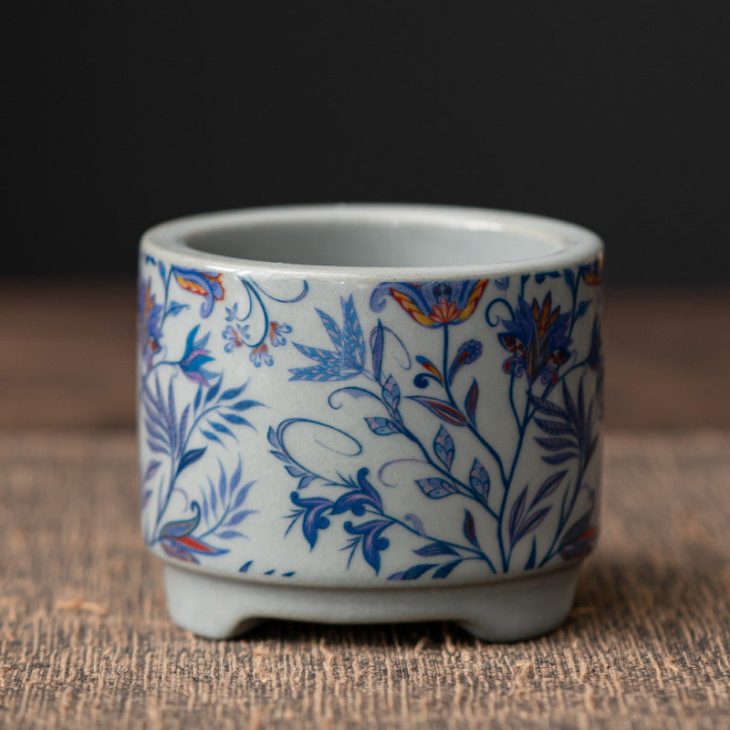 ATELIER-TIBET Porte-Encens Zen en Céramique – Série Bateau Lotus & Pêcheur (6 cm)
