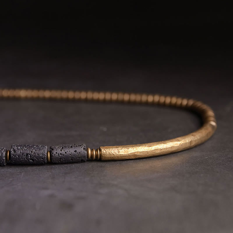 ATELIER-TIBET – Bracelet Spirituel Multi-Tours en Pierre de Lave 6 mm & Cuivre