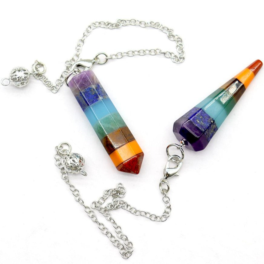 ATELIER-TIBET – Pendule Spirituel 7 Chakras en Pierres Naturelles (46 mm)
