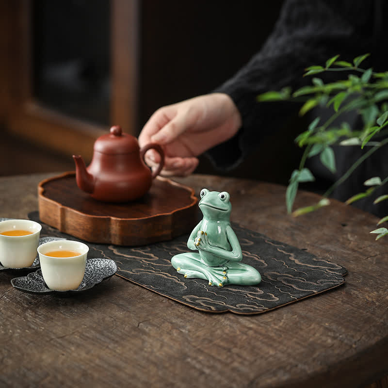 ATELIER-TIBET Statue décorative en céramique représentant une grenouille zen en méditation