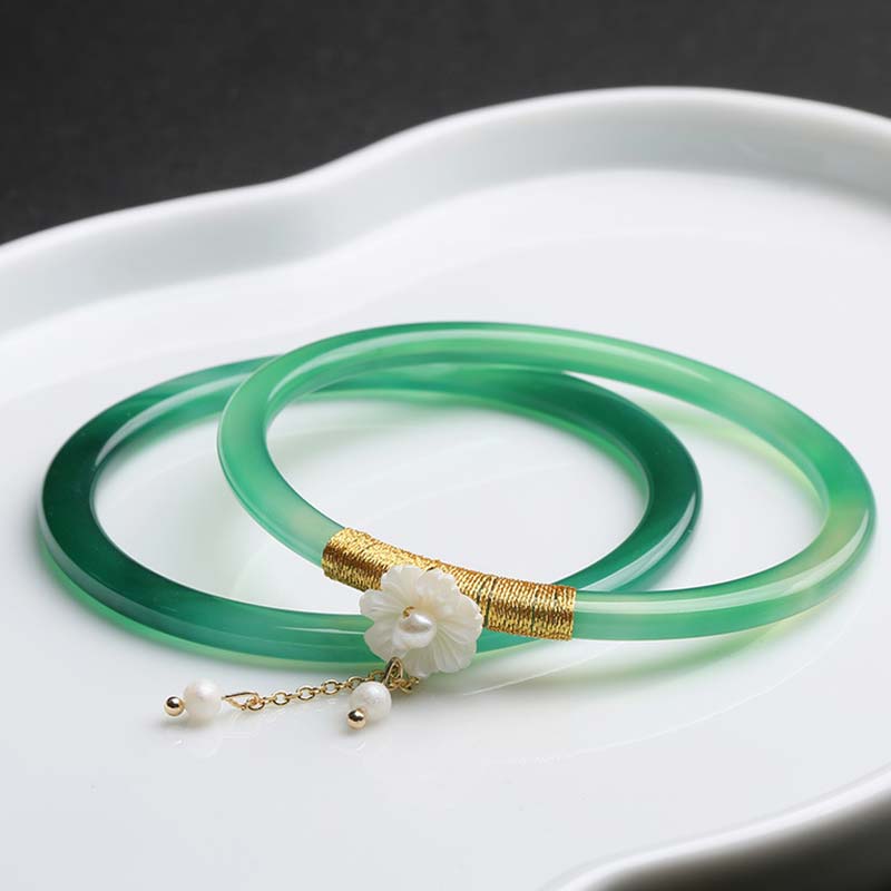 ATELIER-TIBET – Bracelet Succès en Jade Cyan & Jade Blanc 58 mm | Harmonie & Équilibre Symbolique