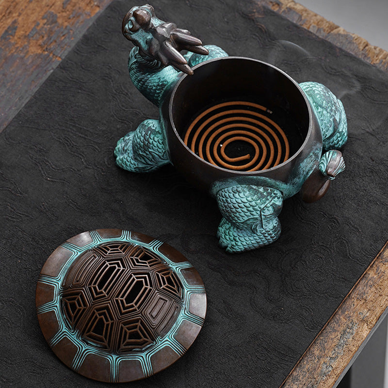 ATELIER-TIBET | Brûleur d’Encens Dragon-Tortue – Sculpture Mythique Artisanale