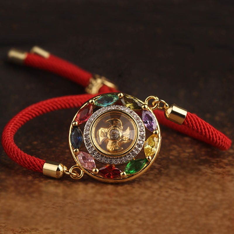 ATELIER-TIBET – Collier-Bracelet Porte-Bonheur en Cuivre & Zircon (Bijou 2-en-1)