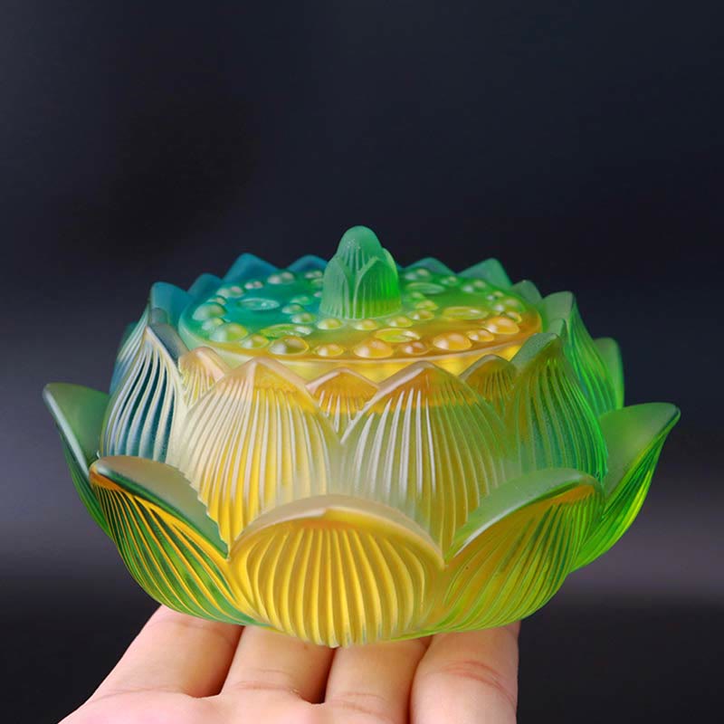 ATELIER-TIBET Brûleur d'encens de méditation de guérison en cristal de Lotus Liuli de Buddha Stones