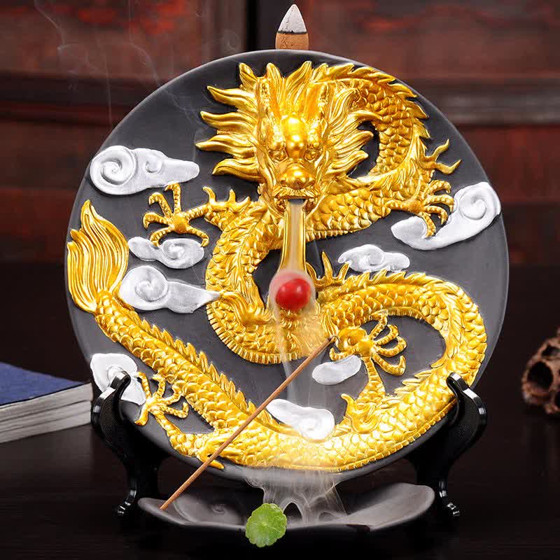 ATELIER-TIBET – Brûleur d’Encens Dragon Céramique à Reflux – Effet Cascade pour Méditation